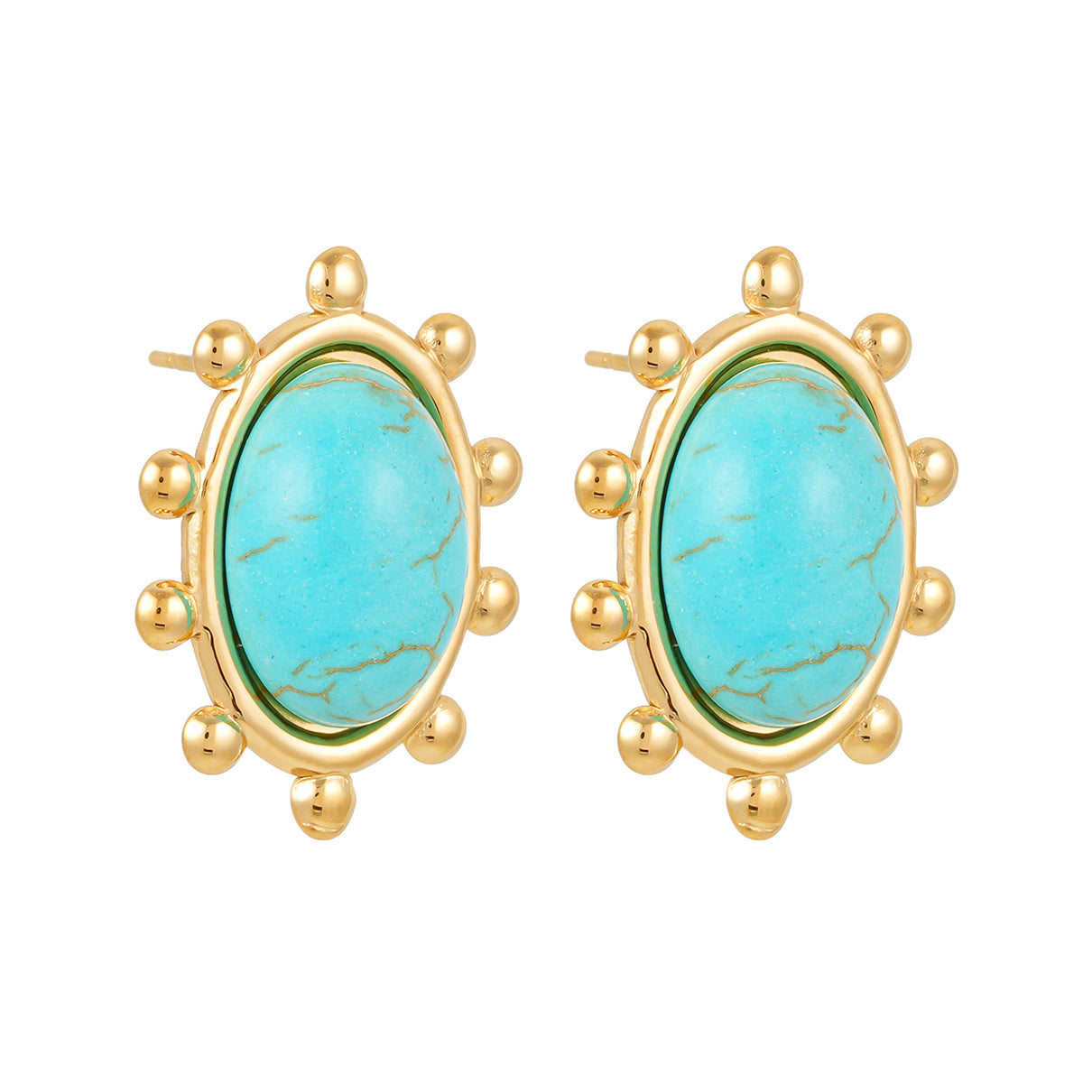 Oval blue turquoise earrings TrendyRush