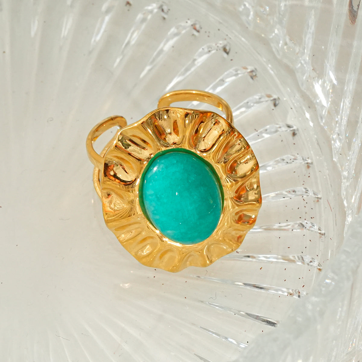 turquoise center flower ring TrendyRush