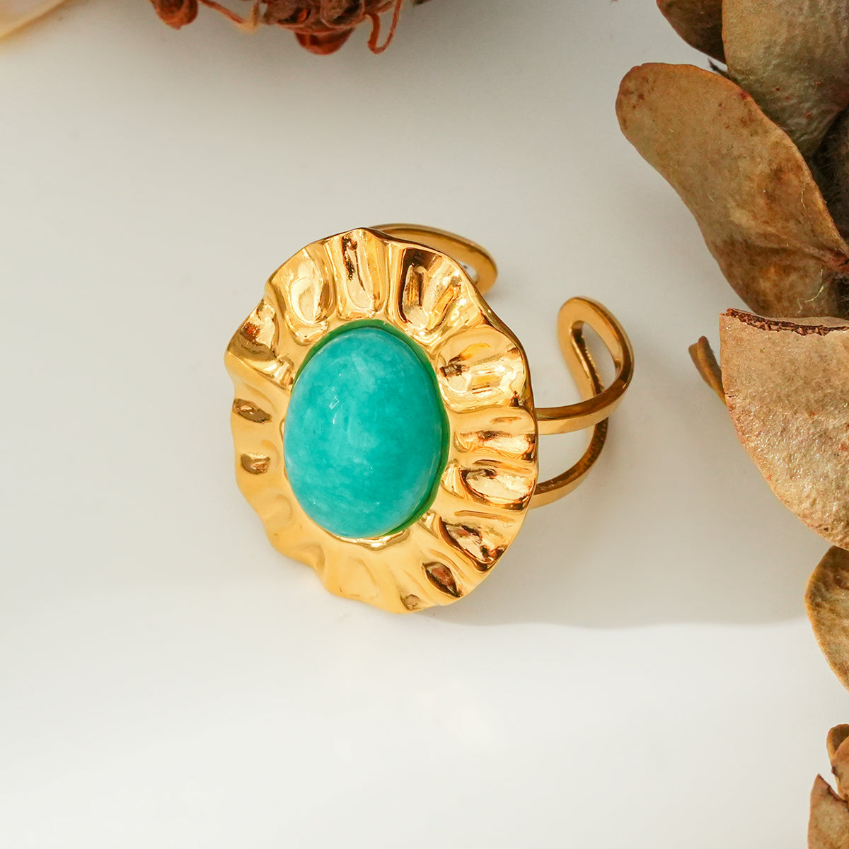 turquoise center flower ring TrendyRush