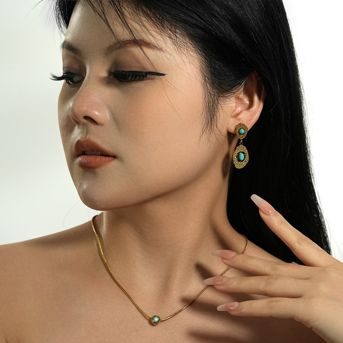 Stainless steel turquoise earrings TrendyRush