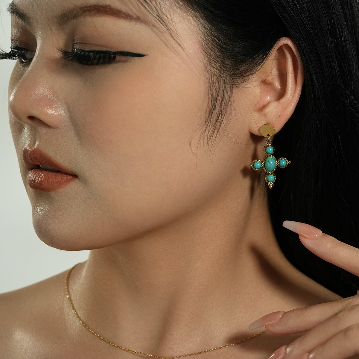 Cross turquoise earrings TrendyRush