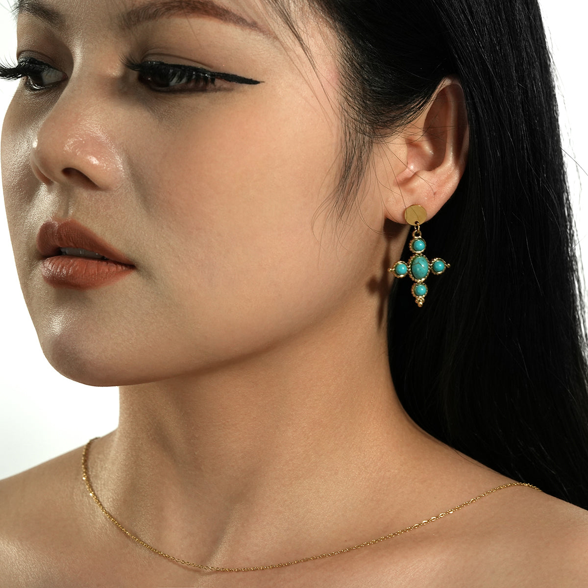 Cross turquoise earrings TrendyRush