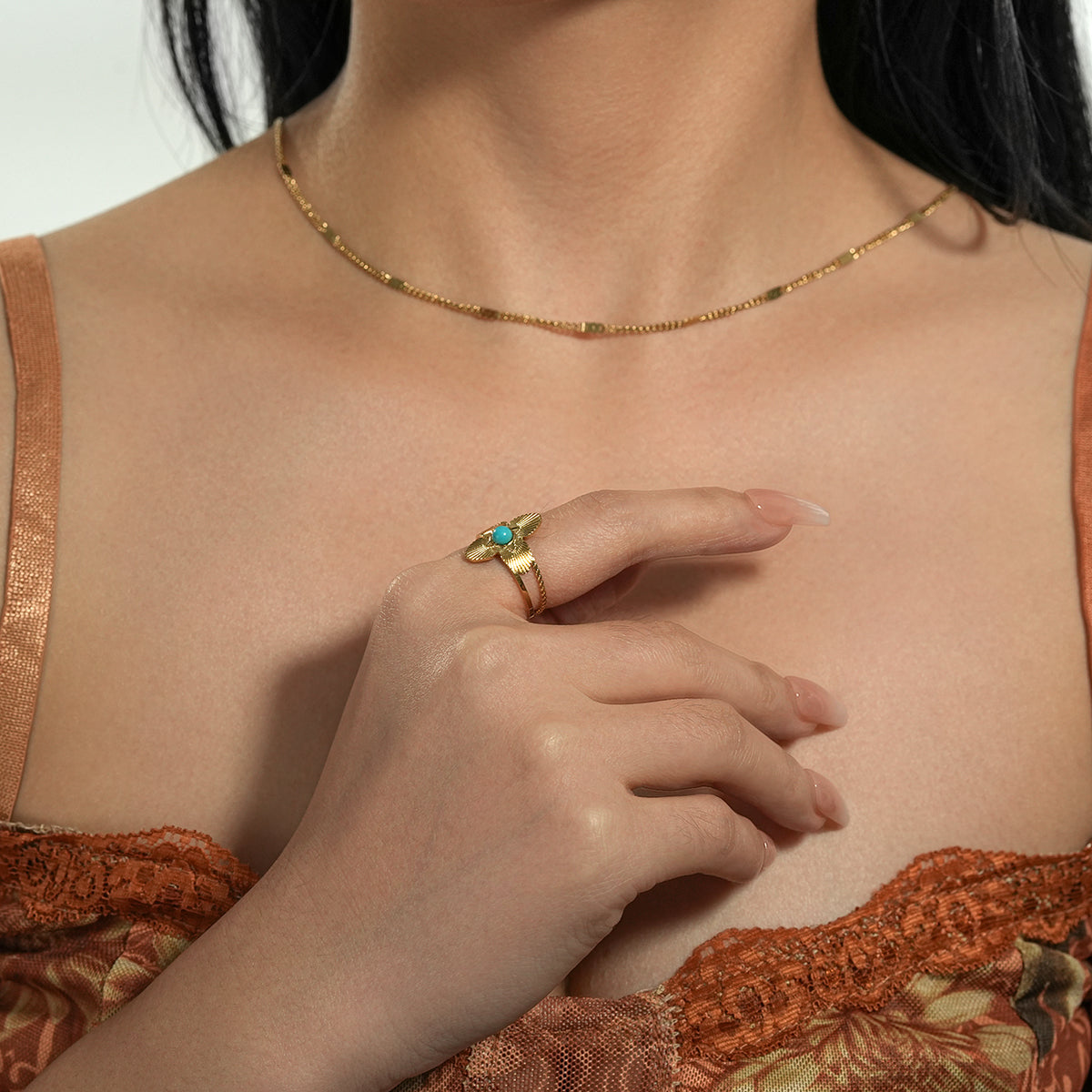 Petal shaped turquoise ring TrendyRush