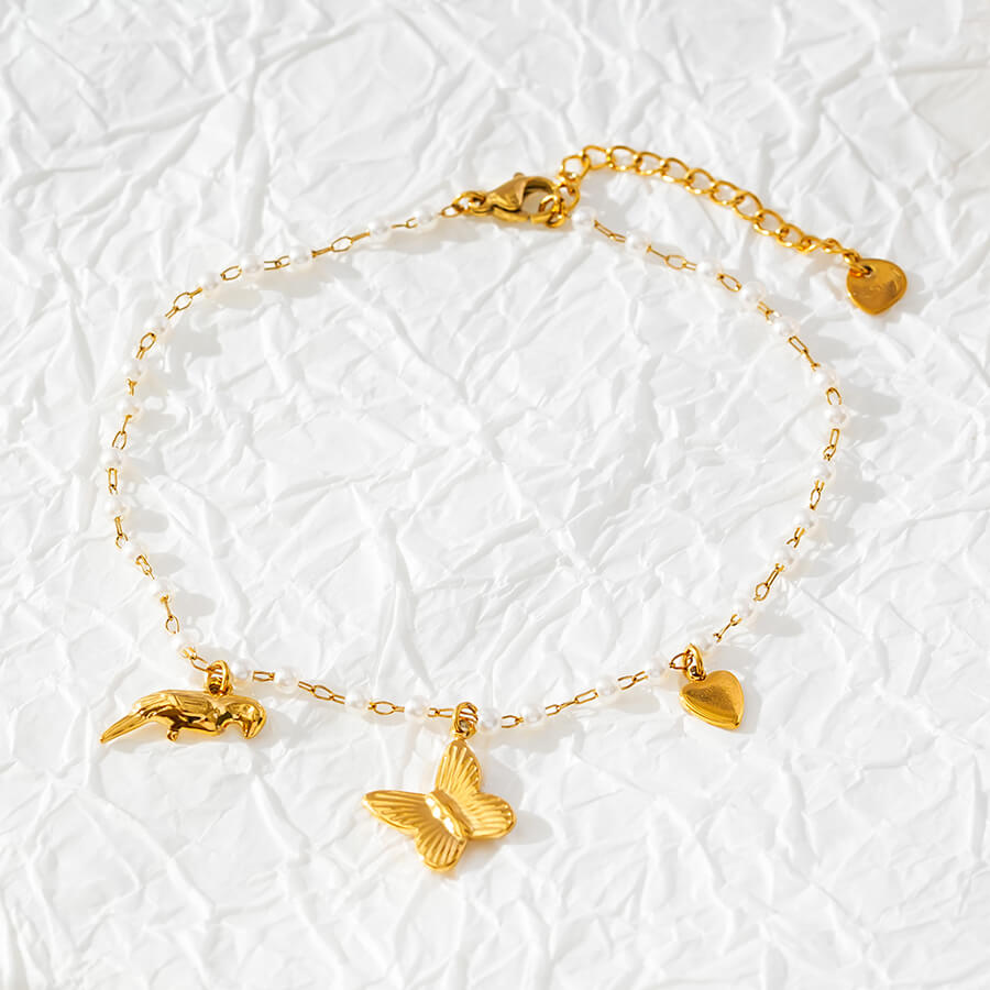 Butterfly pigeon pearl anklet TrendyRush