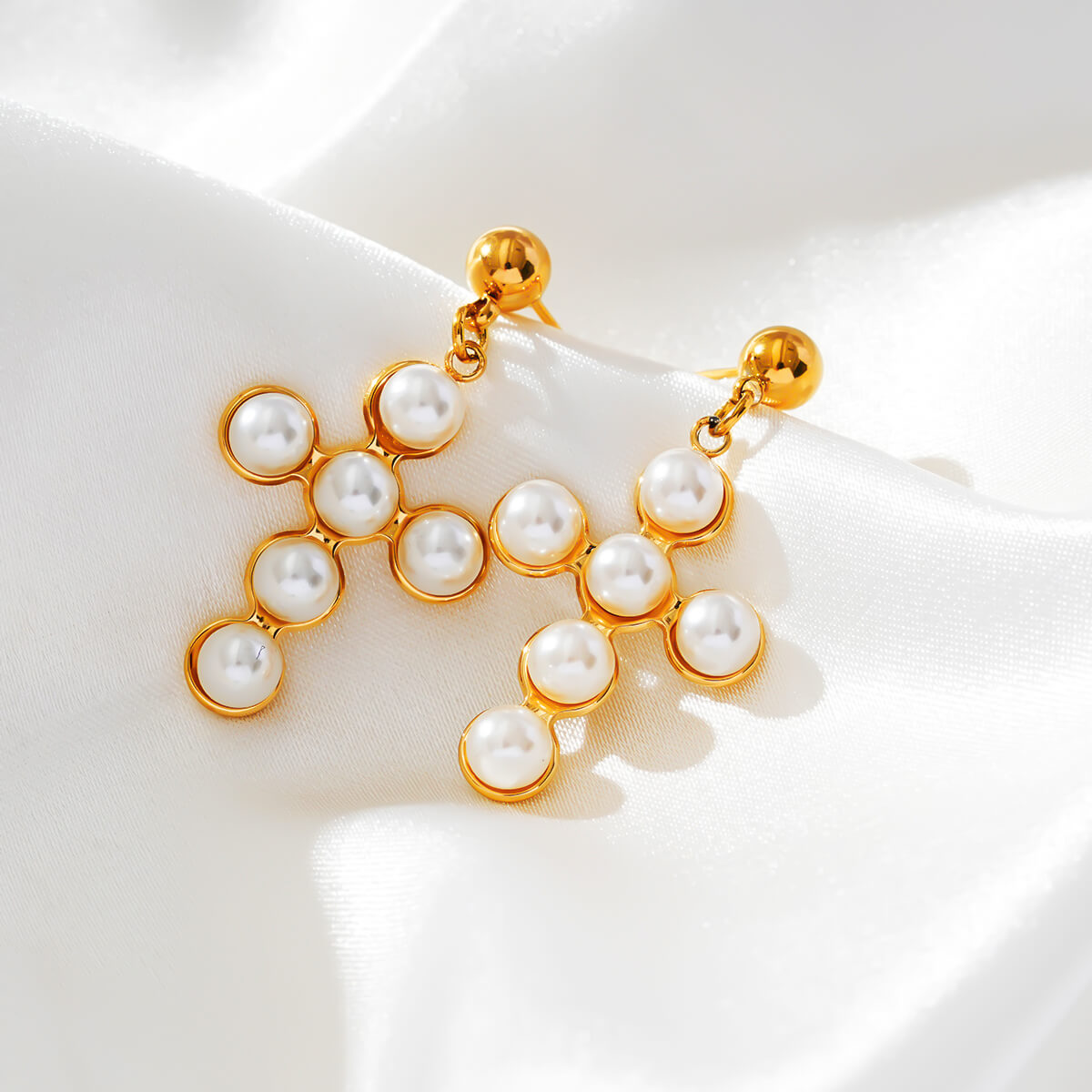 Cross Pearl Earrings TrendyRush