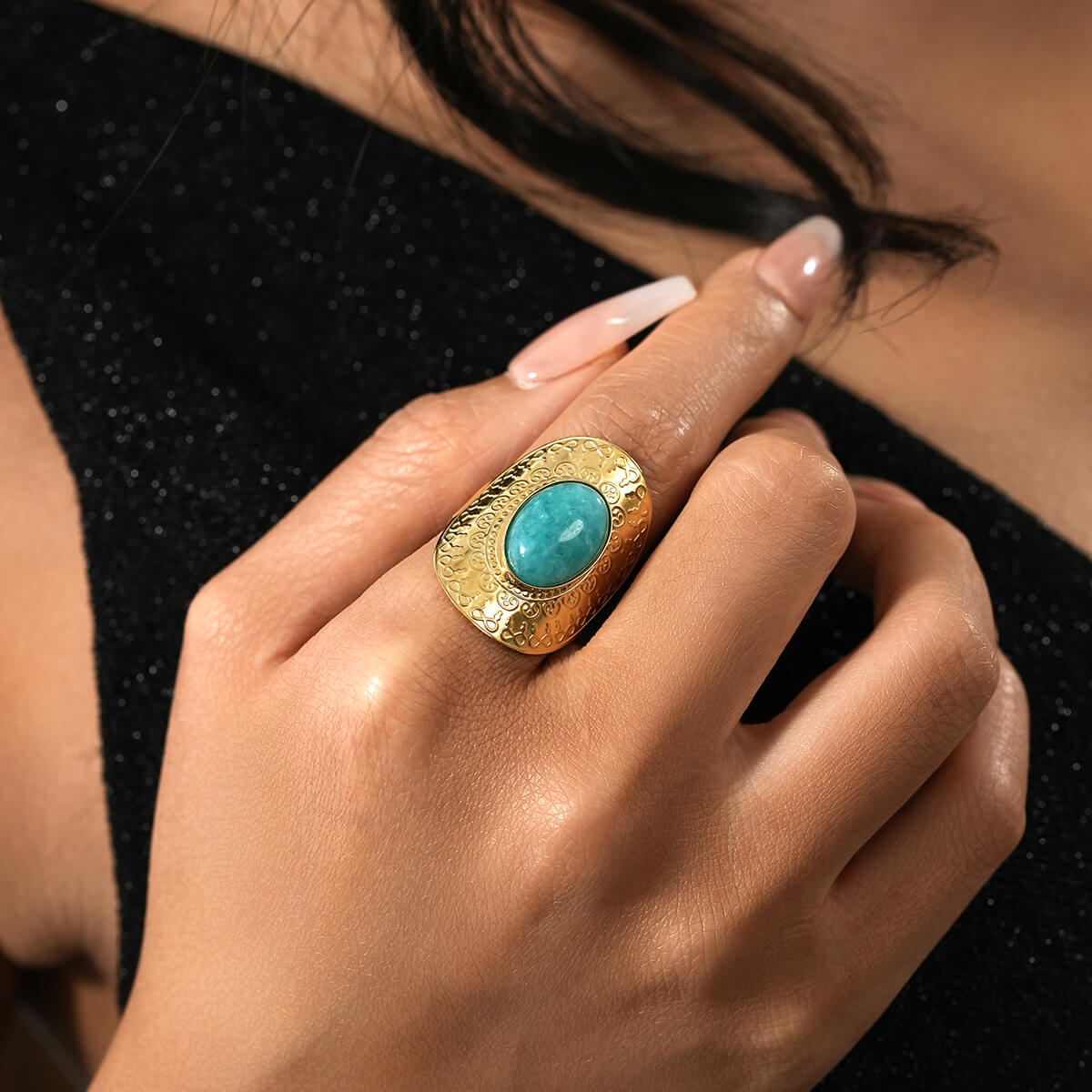 Oval turquoise ring TrendyRush