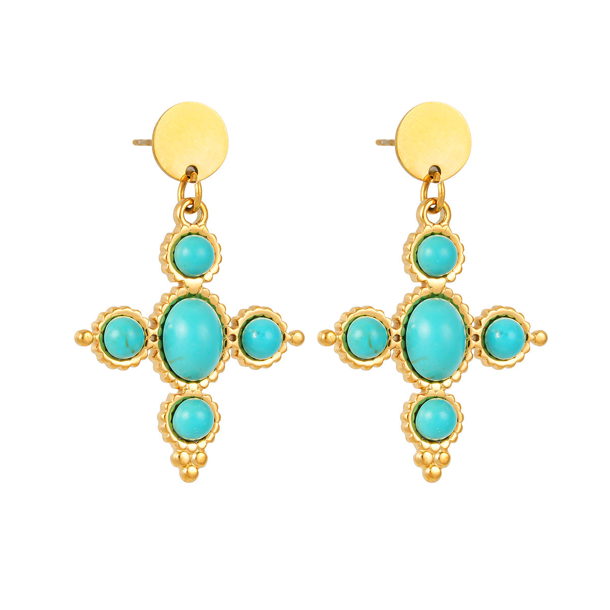 Cross turquoise earrings TrendyRush