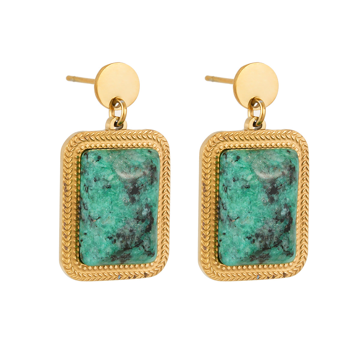 Green natural stone earrings TrendyRush