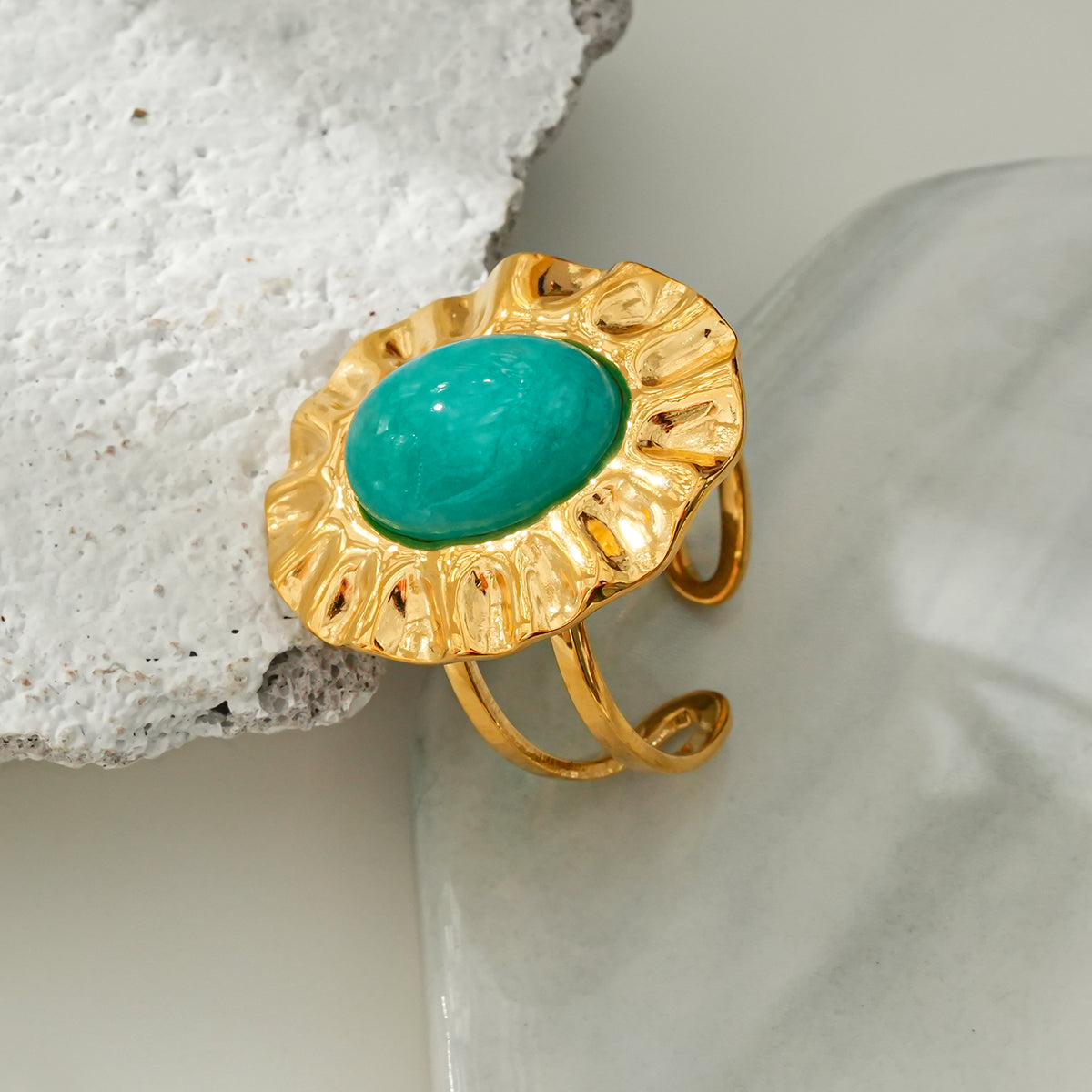 turquoise center flower ring TrendyRush
