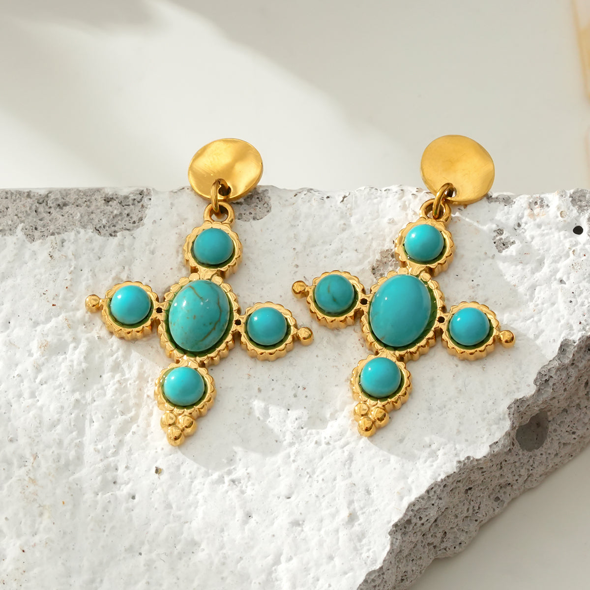 Cross turquoise earrings TrendyRush
