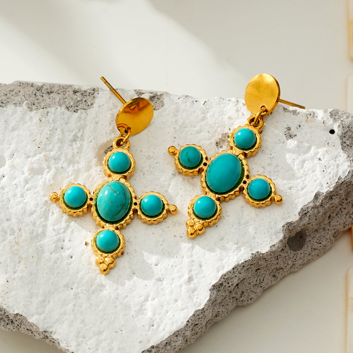 Cross turquoise earrings TrendyRush