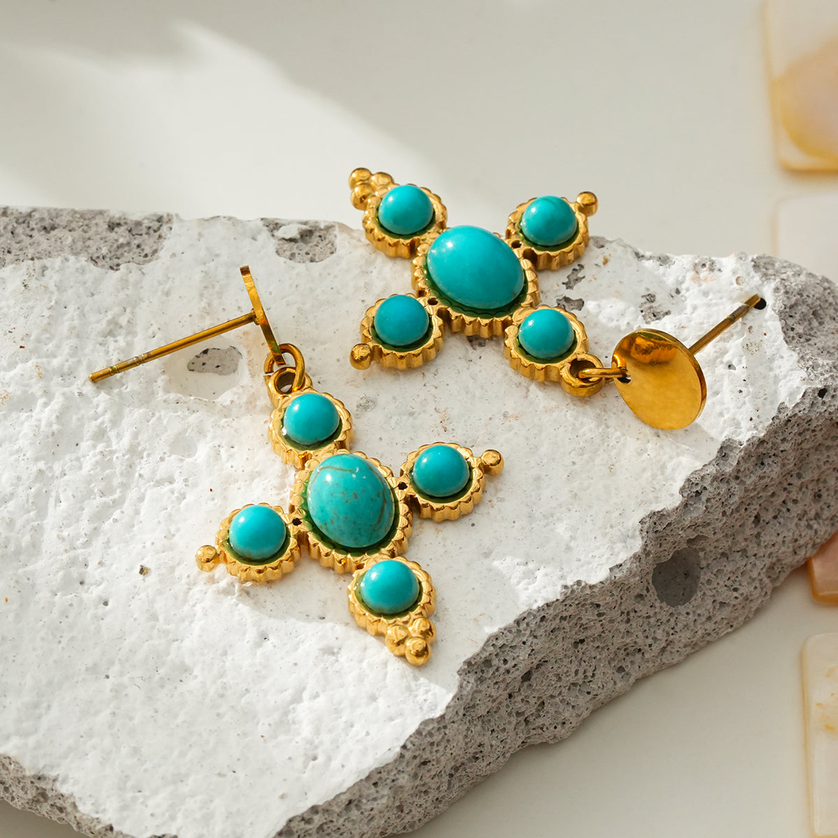 Cross turquoise earrings TrendyRush