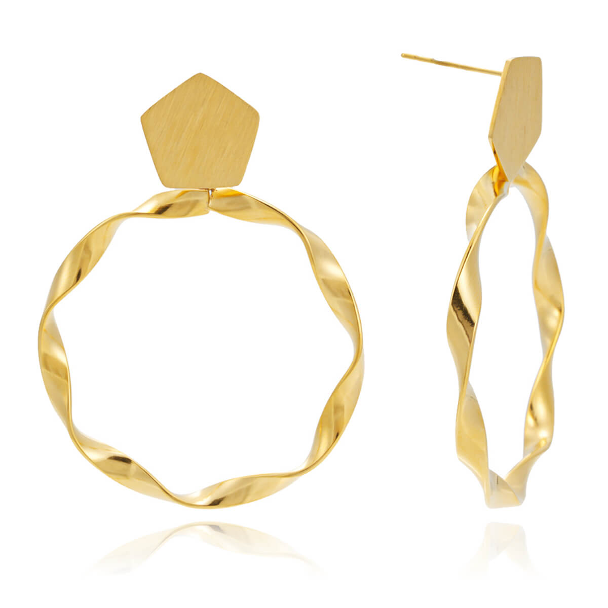 Fashion metal simple cool wind twisted hoop earrings TrendyRush