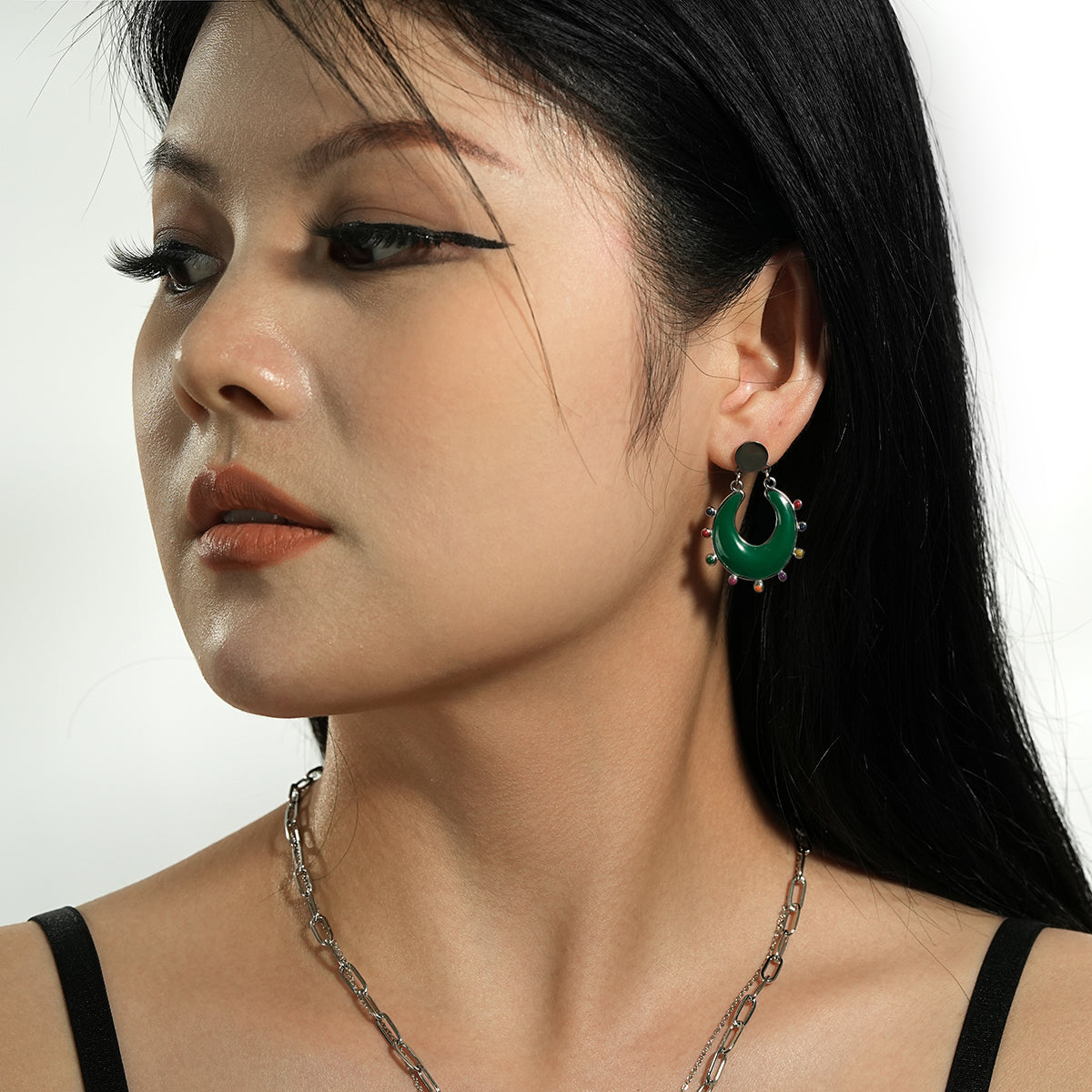 Crescent shaped plastic earrings TrendyRush