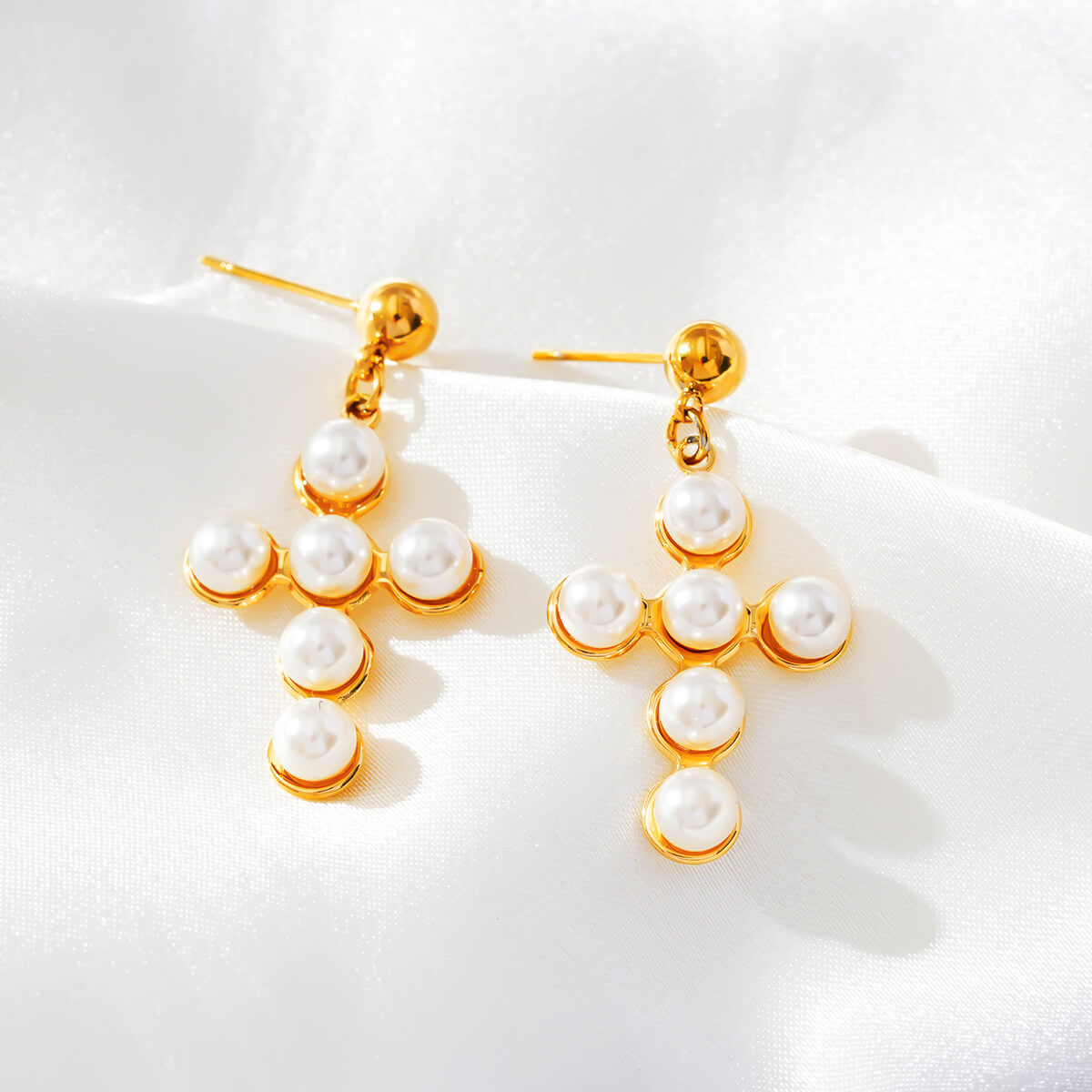 Cross Pearl Earrings TrendyRush