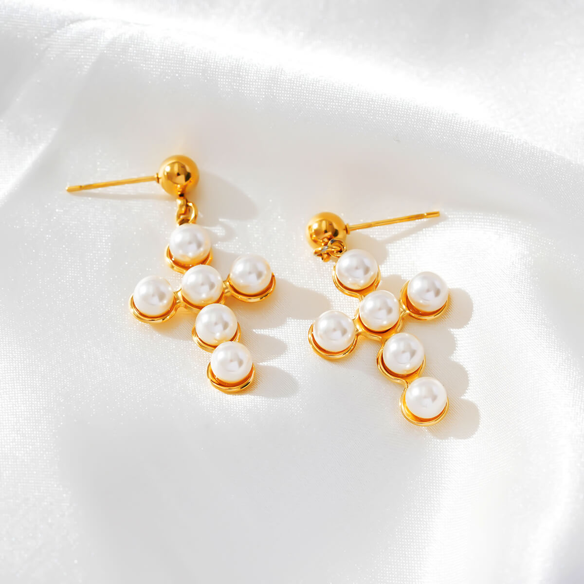 Cross Pearl Earrings TrendyRush