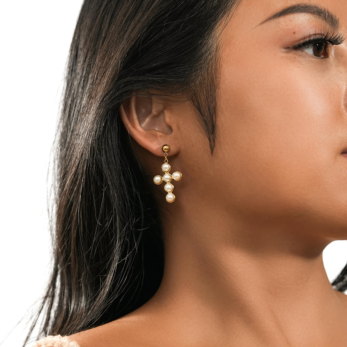 Cross Pearl Earrings TrendyRush